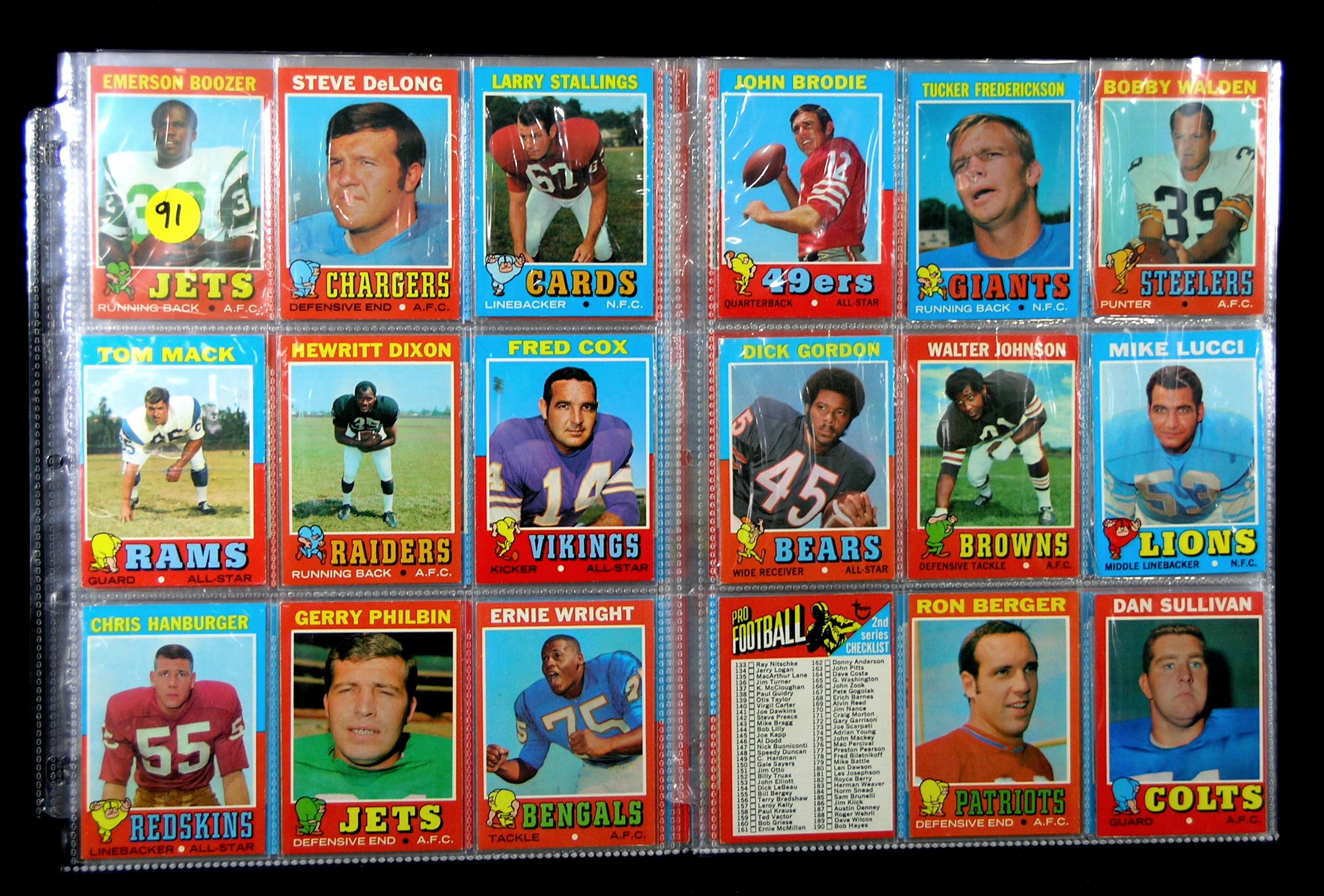 1971 Topps Partial Football Card Set. Only Missing (38) of the 263 Cards To