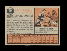 1962 Topps Baseball Card Scarce Short Pint #545 Hall of Famer Hoyt Wilhelm