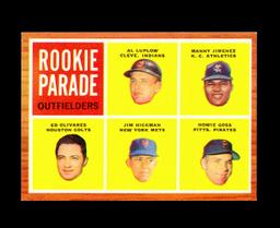 1962 Topps Baseball Card #598 Rookie Parade Outfielders (Jim Hickman). EX-M