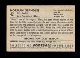 1952 Bowman Large Football Card #42 Norman Stanlee San Francisco 49ers.  EX