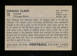 1952 Bowman Large Football Card #76 Herman Clark Chicago Bears.  EX to EX-M