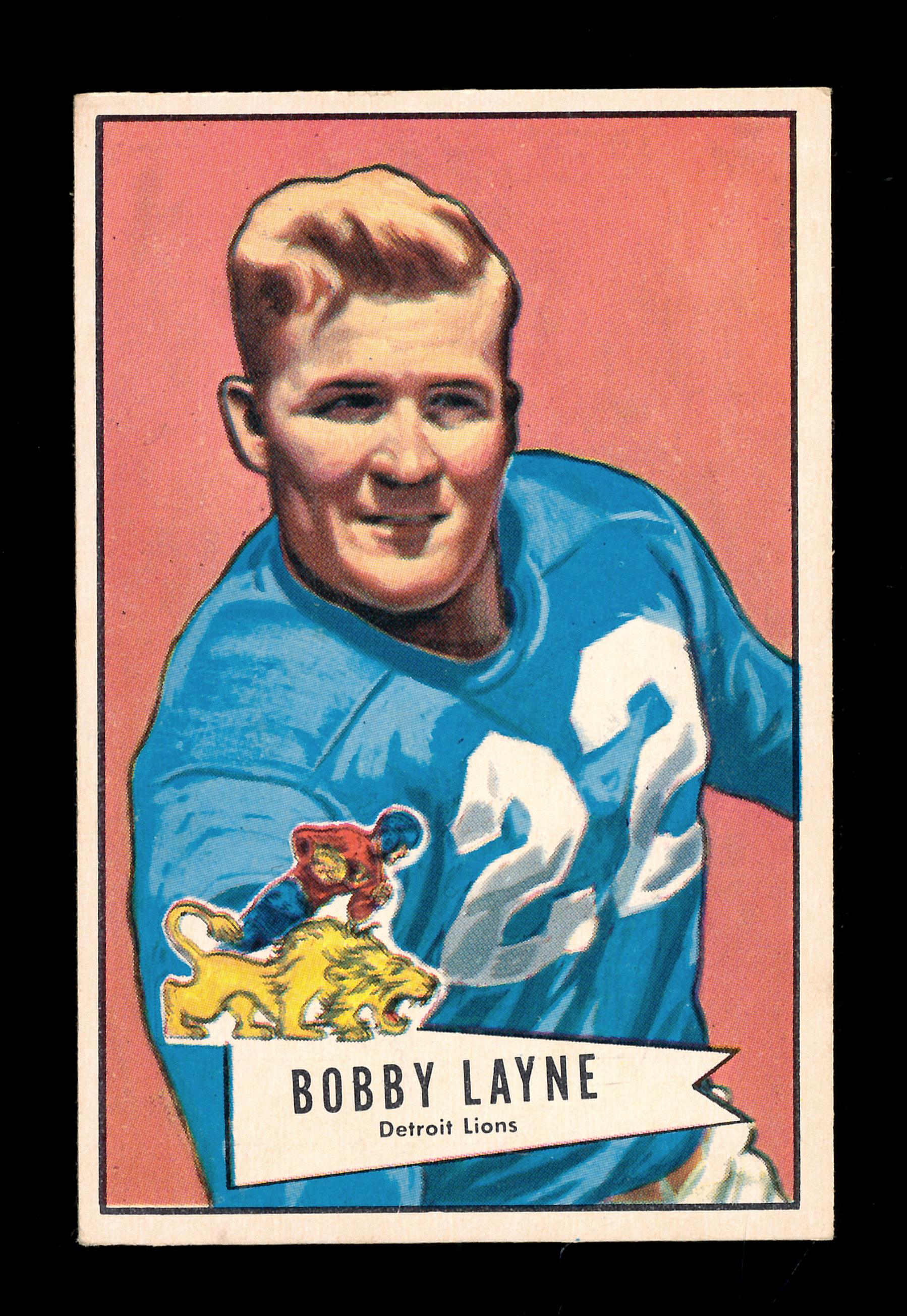 1952 Bowman Large Football Card #78 Hall of Famer Bobby Layne Detroit Lions