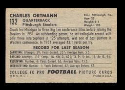 1952 Bowman Large Football Card #132 Chuck Ortmann Pittsburgh Steelers.  EX