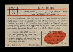 1953 Bowman Football Card #56 Hall of Famer Y.A. Tittle San Francisco 49ers