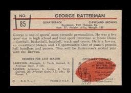 1953 Bowman Football Card #85 George Ratterman Cleveland Browns.  EX-MT to