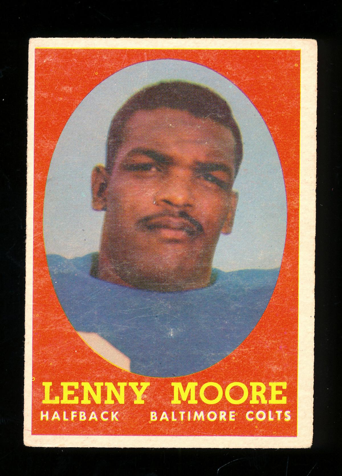 1958 Topps Football Card #10 Hall of Famer Lenny Moore Baltimore Colts. EX