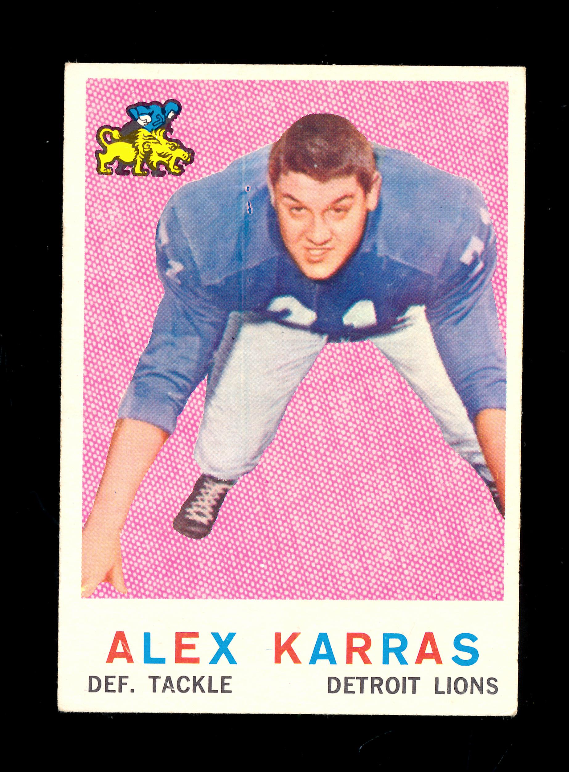 1959 Topps ROOKIE Football Card #103 Alex Karras Detroit Lions. EX to EX-MT