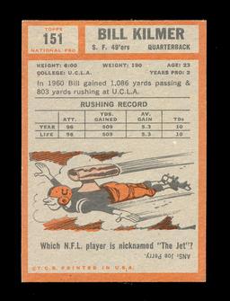 1962 Topps ROOKIE Football Card #151 Rookie Billy Kilmer San Francisco 49er