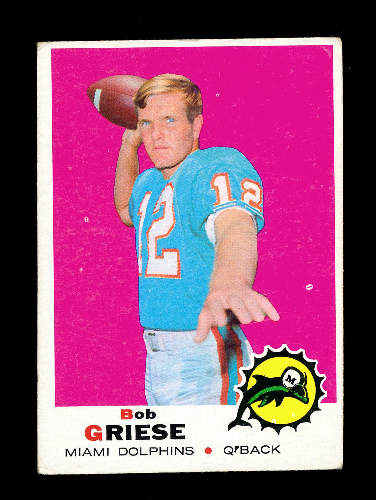 1969 Topps Football Card #161 Hall of Famer Bob Griese Miami Dolphins. EX t