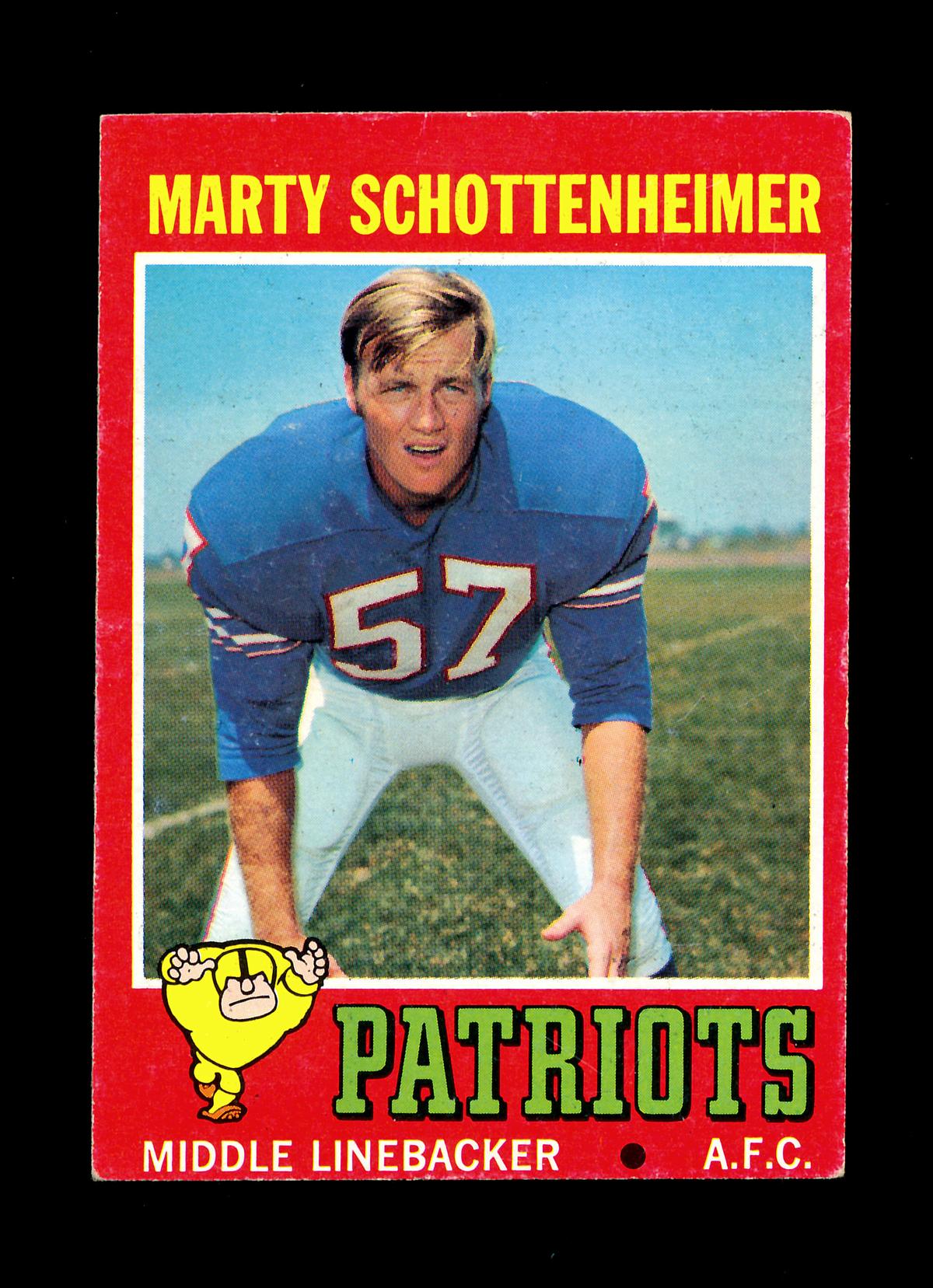 1971 Topps ROOKIE Football Card #3 Rookie Marty Schottenheimer New England