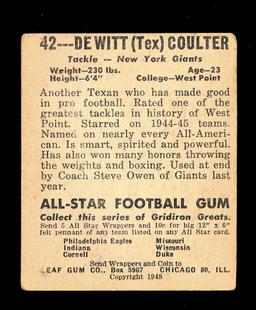 1948 Leaf Football Card #42 DeWitt Coulter New York Giants.  Has Pin Hole V
