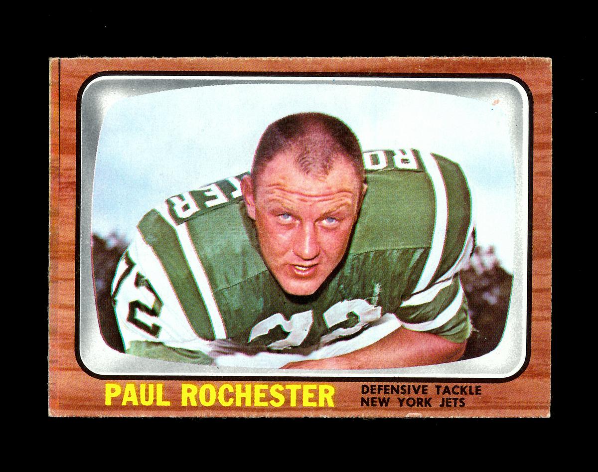 1966 Topps Football Card #100 Paul Rochester New York Jets. EX/MT Condition