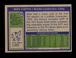 1972 Topps Football Card #326 Mike Curtis Baltimore Colts. EX/MT Condition