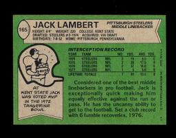 1978 Topps Football Card #165 Hall of Famer Jack Lambert Pittsburgh Steeler