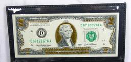 2003 United States Authentic Legal Tender $2 Note. Commemorating the $2 Bil