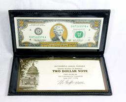 2003 United States Authentic Legal Tender $2 Note. Commemorating the $2 Bil