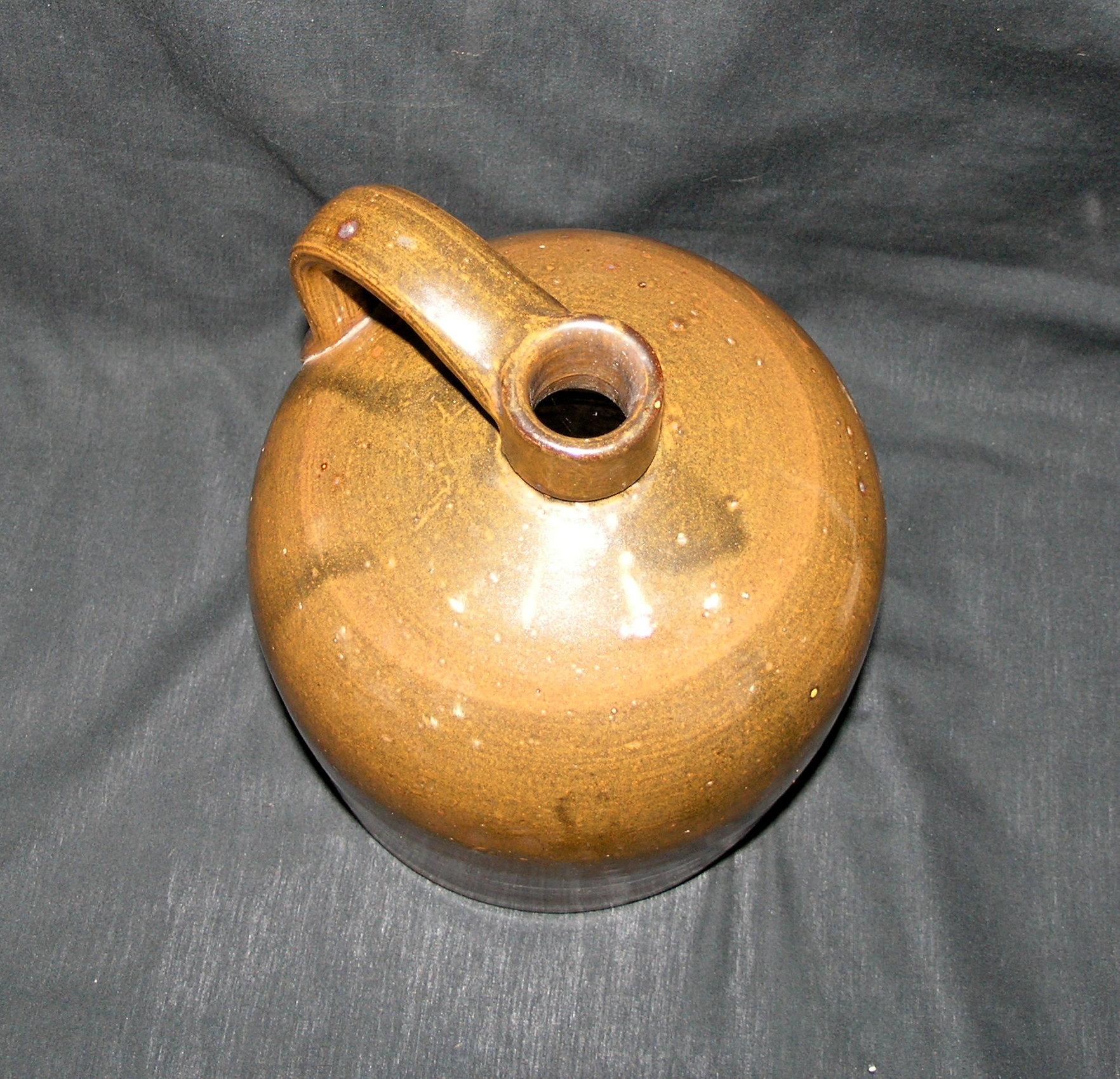 Vintage Large Stoneware Jug Dark Brown Glaze. No Cracks Unmarked.  9-1/2" T