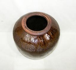 Large Clay/Stoneware Jug Or Possibly Planter Appears To Be Hand Made With B