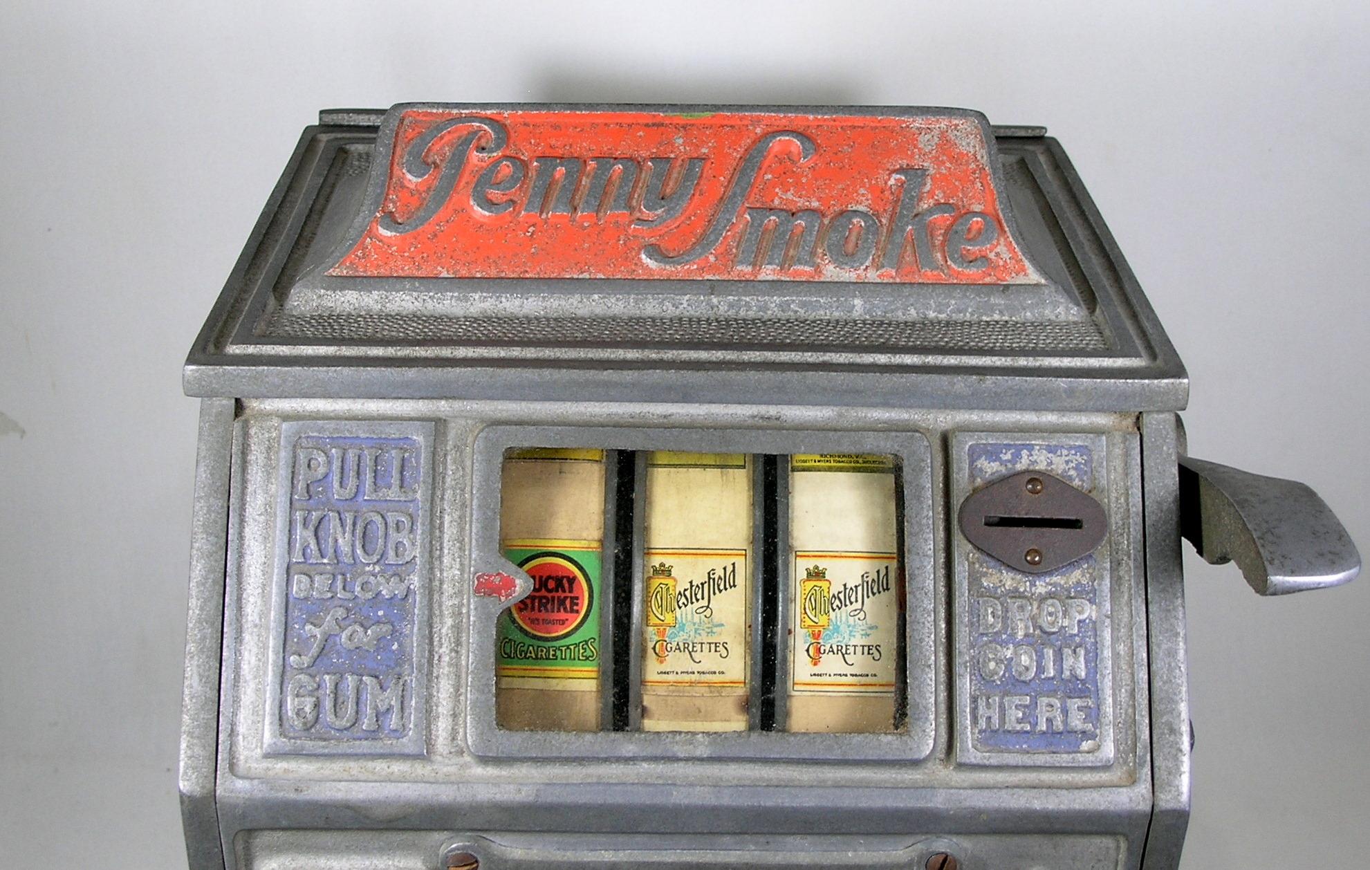 Vintage Dandy Vendor 1930's Penny Smoke Gumball Slot Machine Good Condition