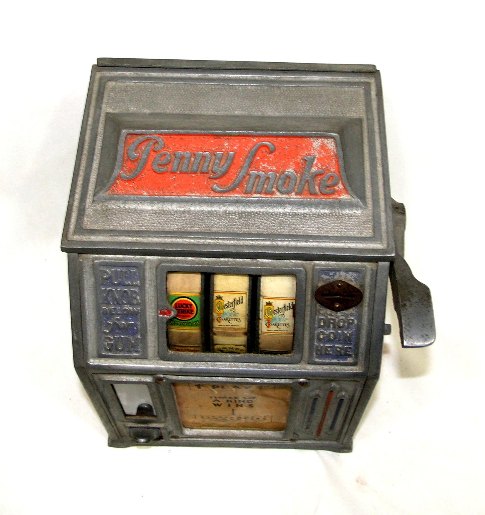 Vintage Dandy Vendor 1930's Penny Smoke Gumball Slot Machine Good Condition