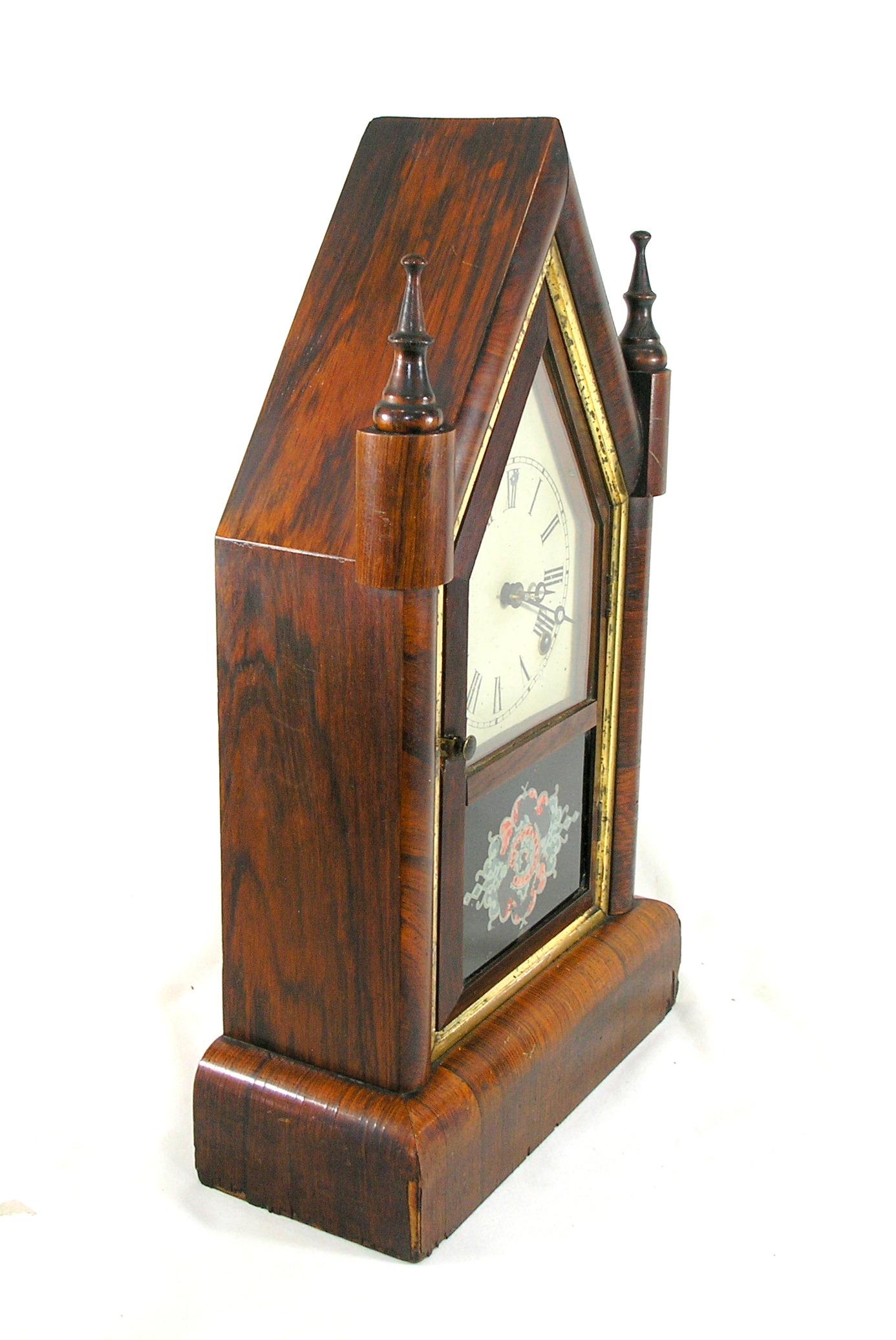 Vintage Gilbert Manufacturing Co Antique Rosewood Steeple Clock Chimes On T