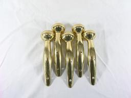 (5) Polished Brass Horse Hames Knobs. Great for Walking Stick Projects. 8"