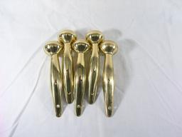 (5) Polished Brass Horse Hames Knobs. Great for Walking Stick Projects. 8"