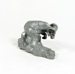 Hand Crafted Solid Pewter Ram on Rock Sculpture