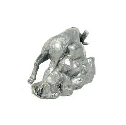 Hand Crafted Solid Pewter Ram on Rock Sculpture