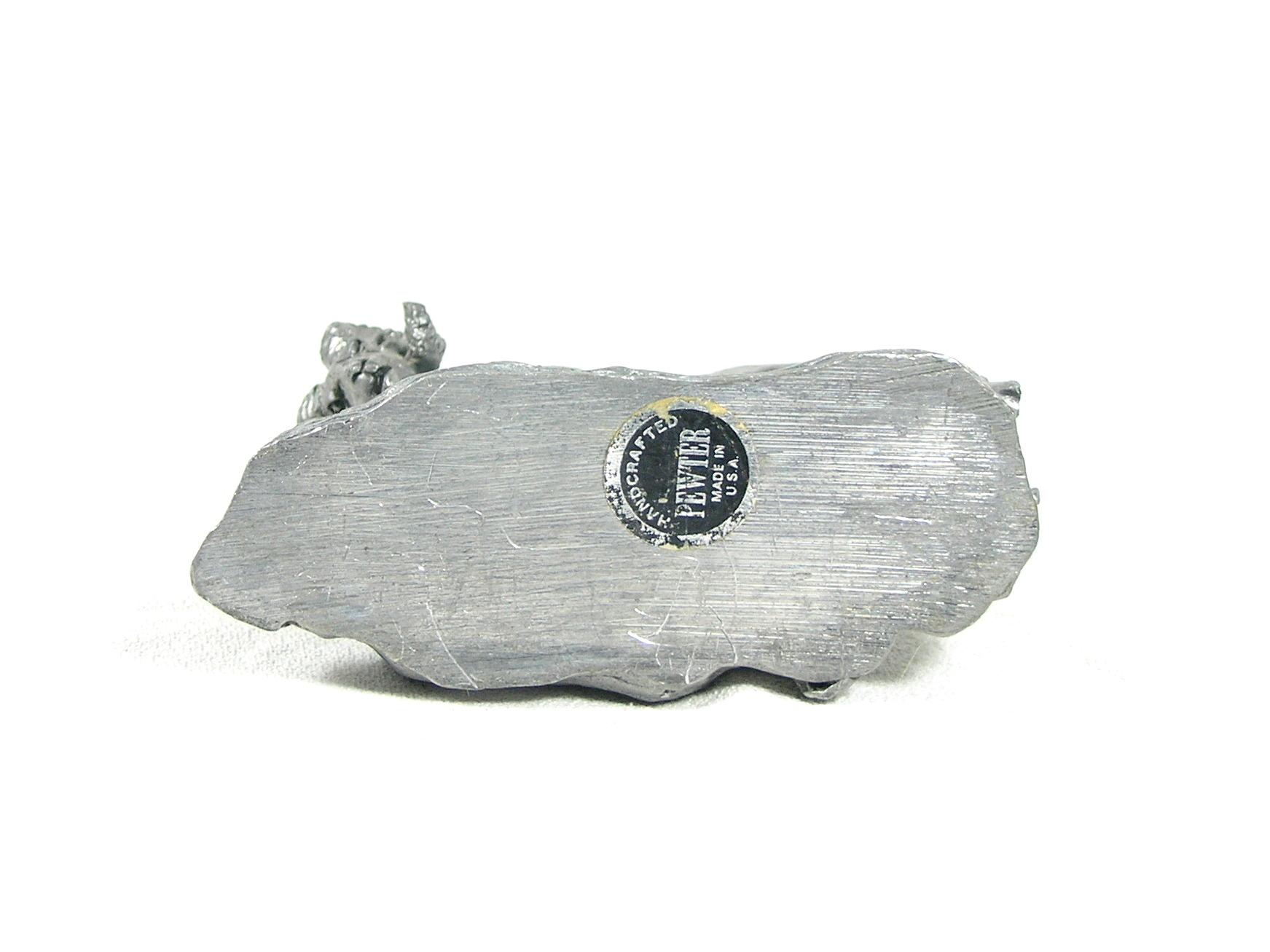 Hand Crafted Solid Pewter Ram on Rock Sculpture