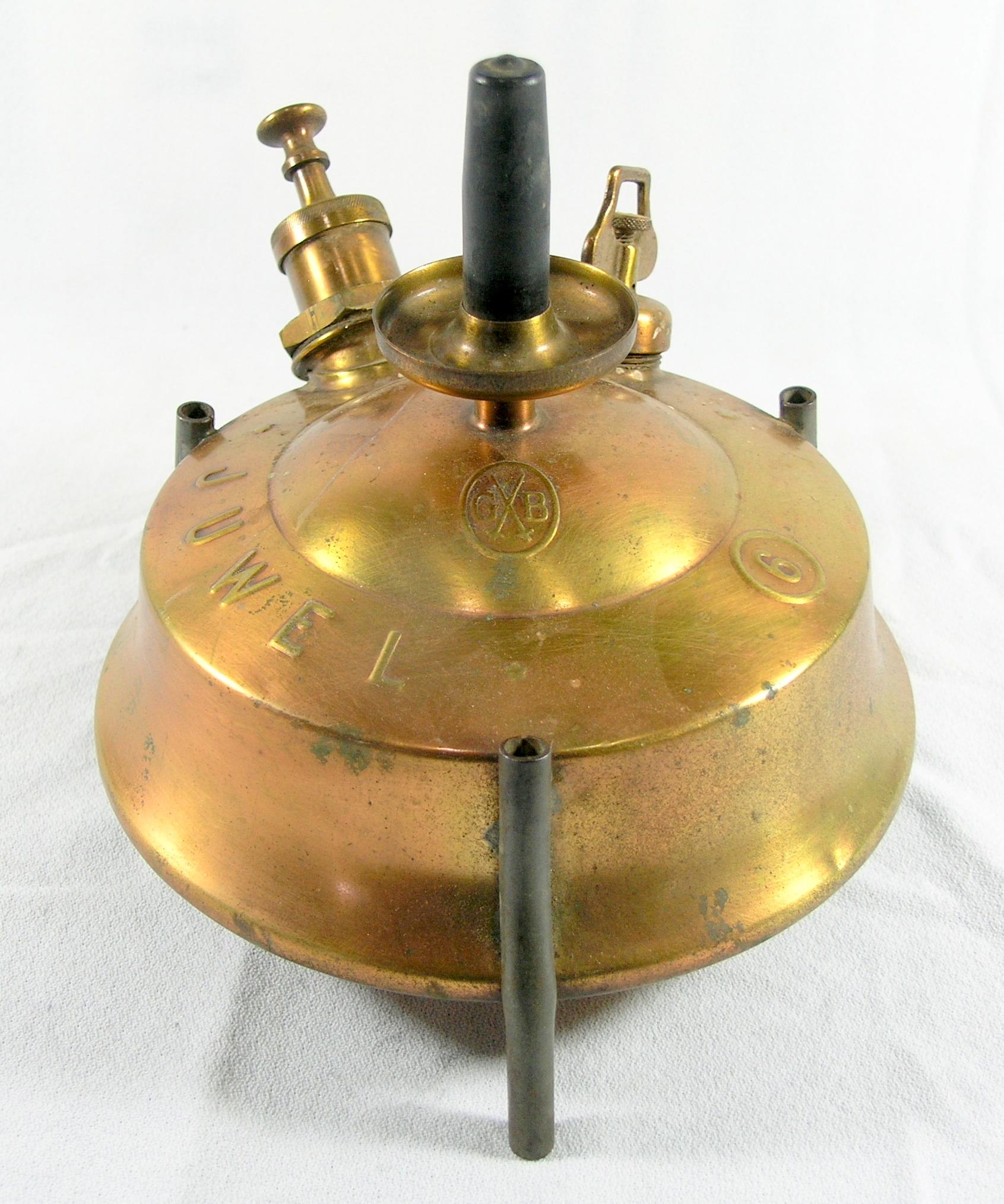 Antique 1910 Brass Stove G&B Barthel Juwel Number 6 Globe Gas Light Co for