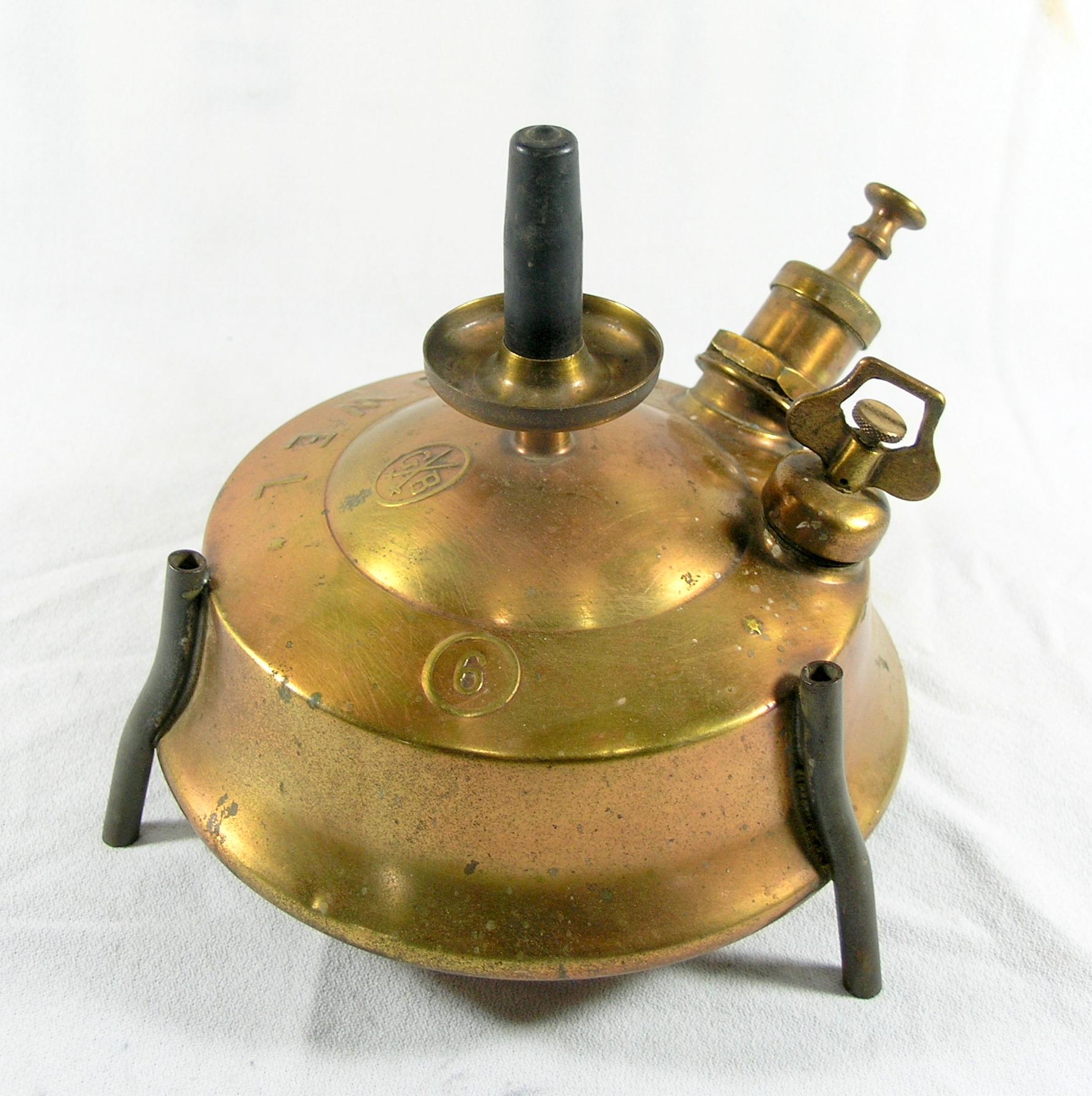 Antique 1910 Brass Stove G&B Barthel Juwel Number 6 Globe Gas Light Co for