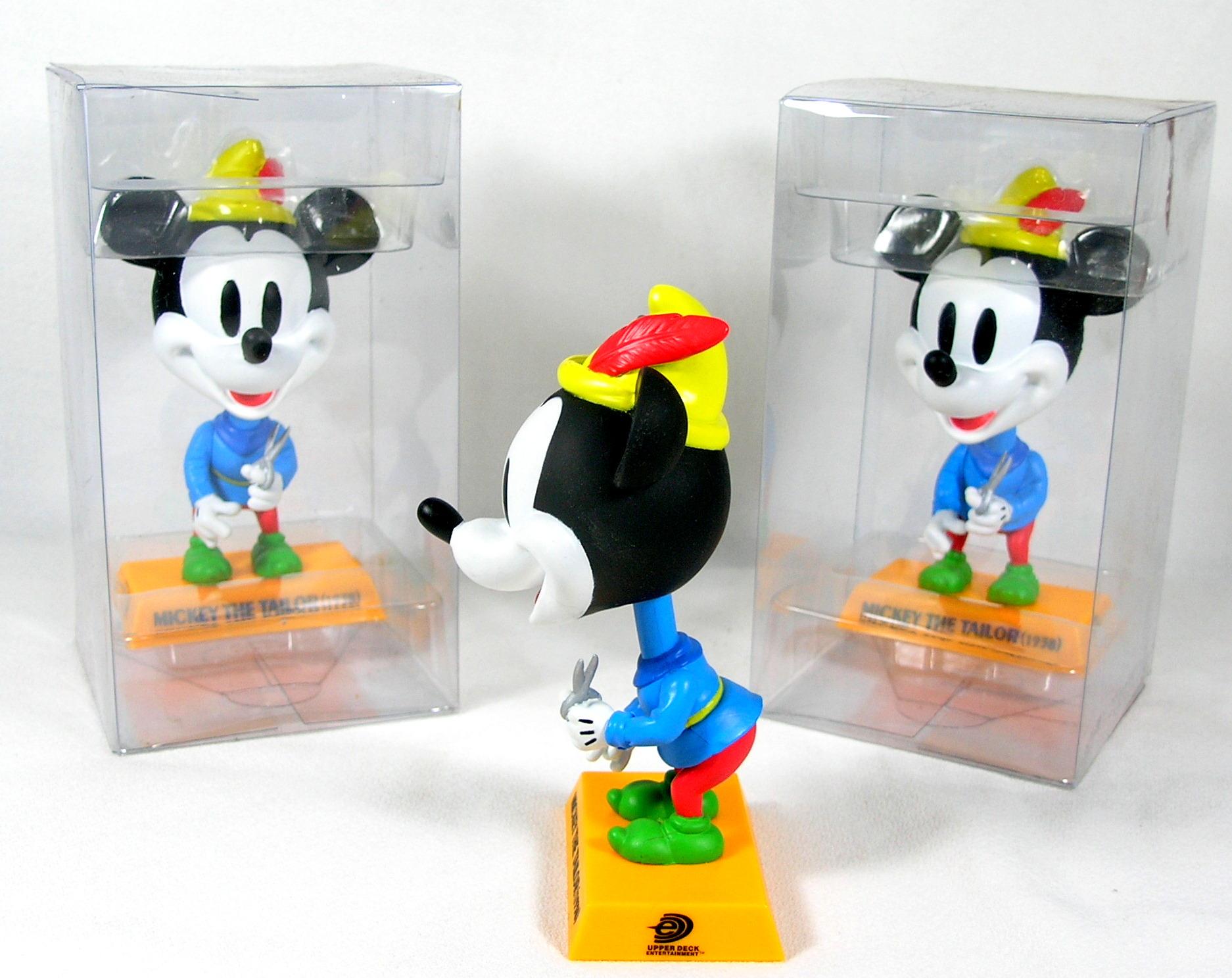 (3) Upper Deck  Disney "1938 Mickey The Tailor" Mickey Mouse Bobble Heads.