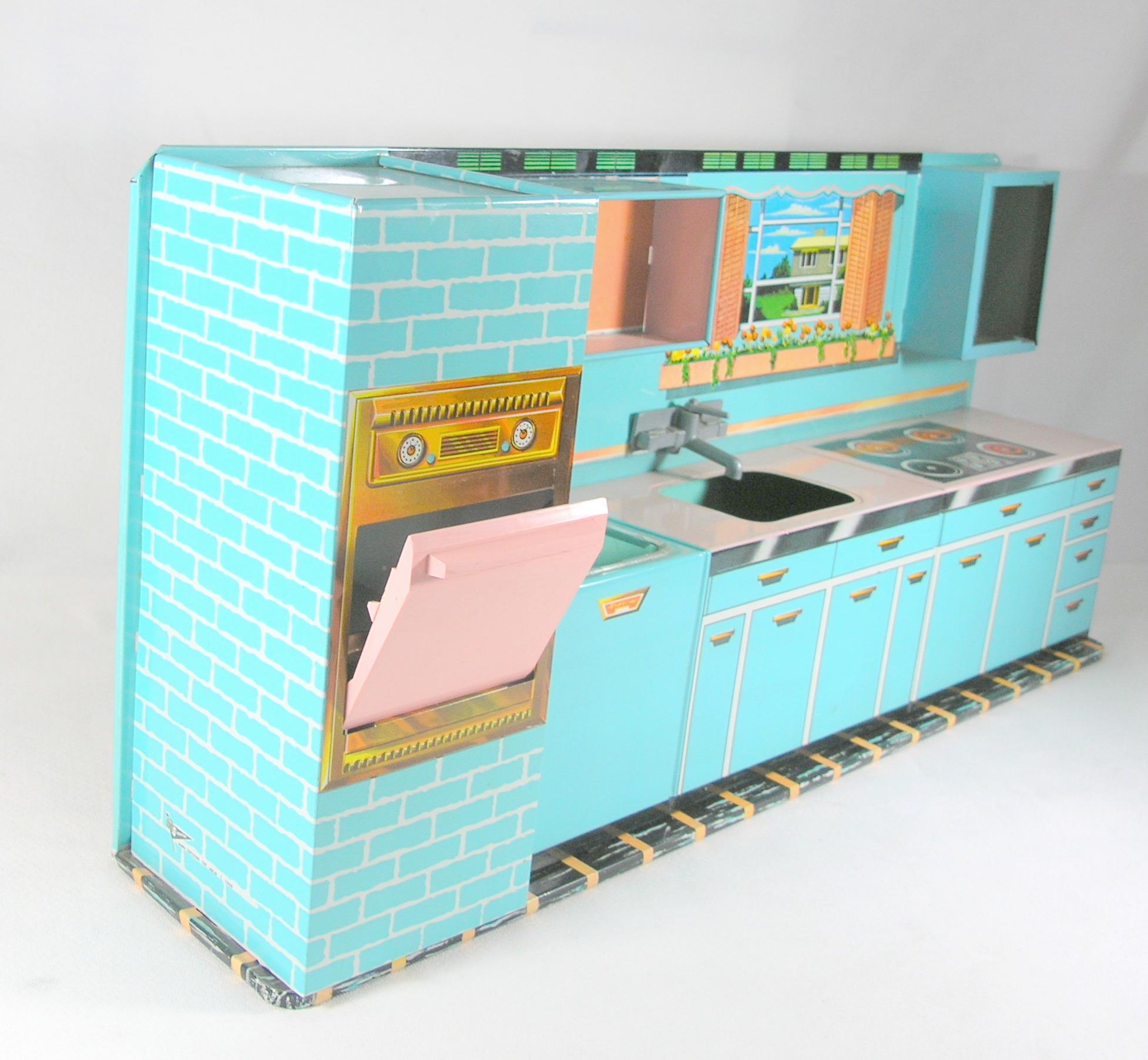 1950s-1960s Superior Toy by T Cohn Tin Litho Kitchen For Parts or Restore.
