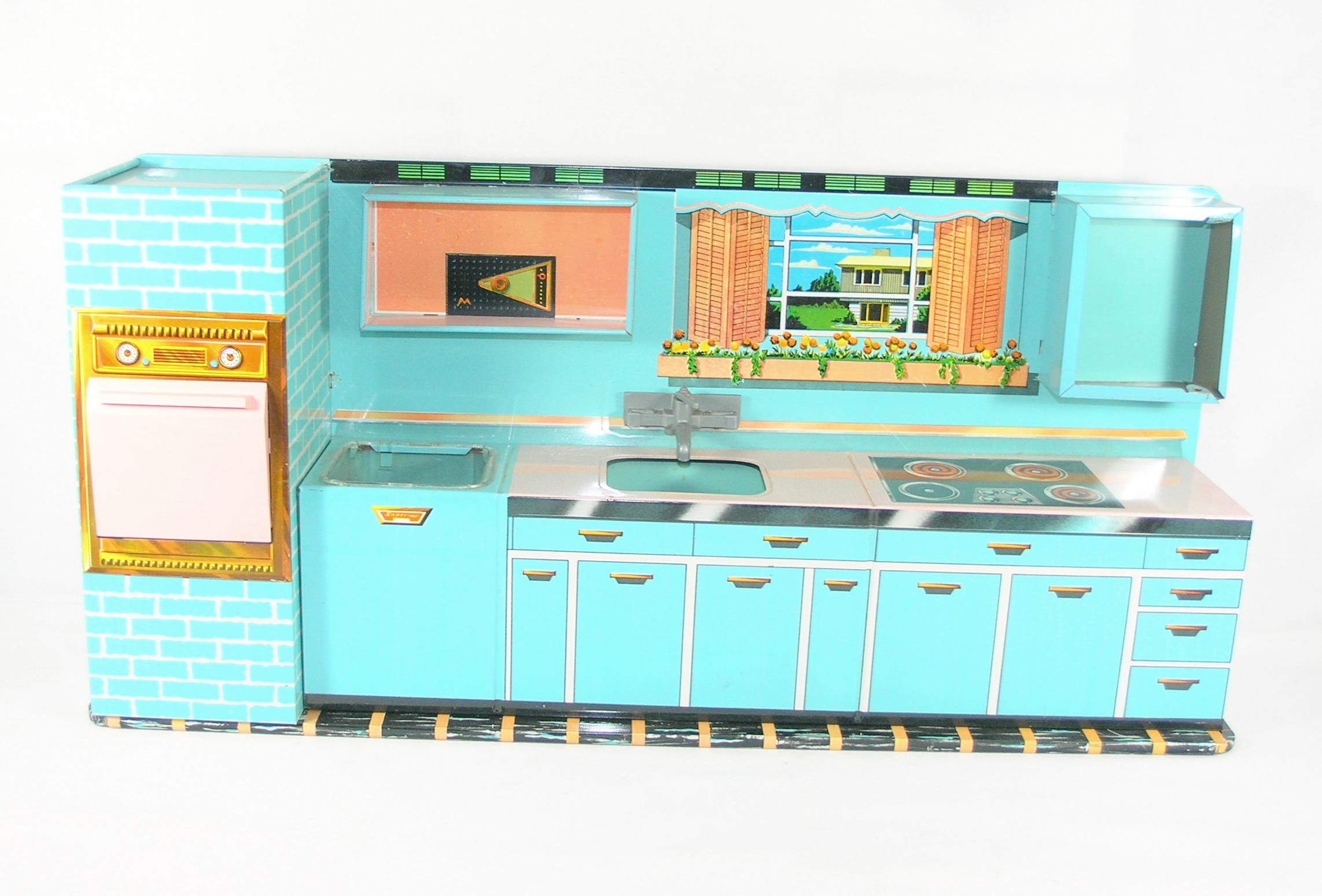 1950s-1960s Superior Toy by T Cohn Tin Litho Kitchen For Parts or Restore.