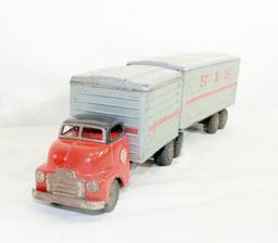 Vintage 1950s-1960s Japan Tin Friction Drive GMC (SSS)  S.I.E. Semi & Trail