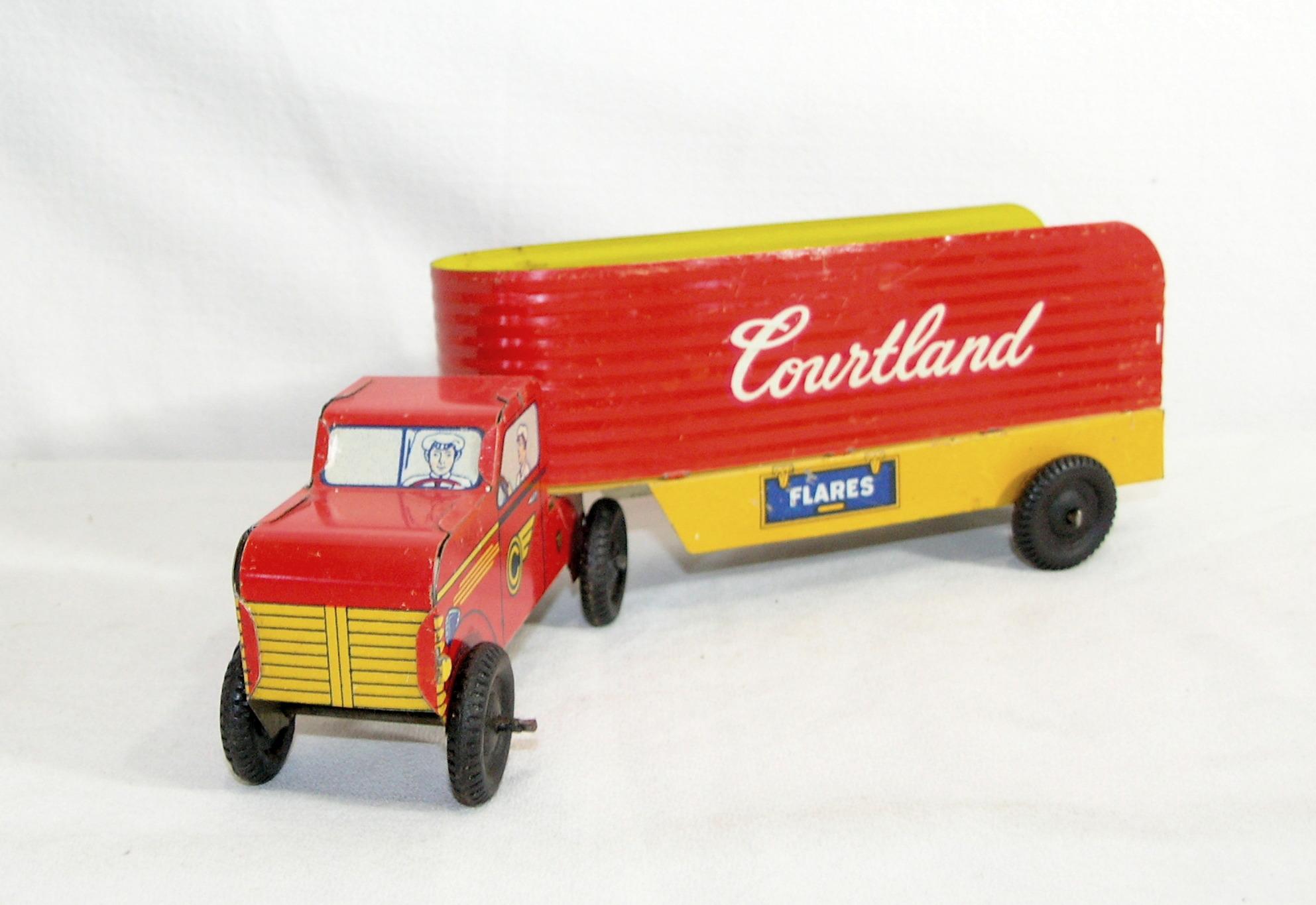 Vintage 1950s -60s Walt Reach Courtland Tin Truck and Trailor Missing Tailg