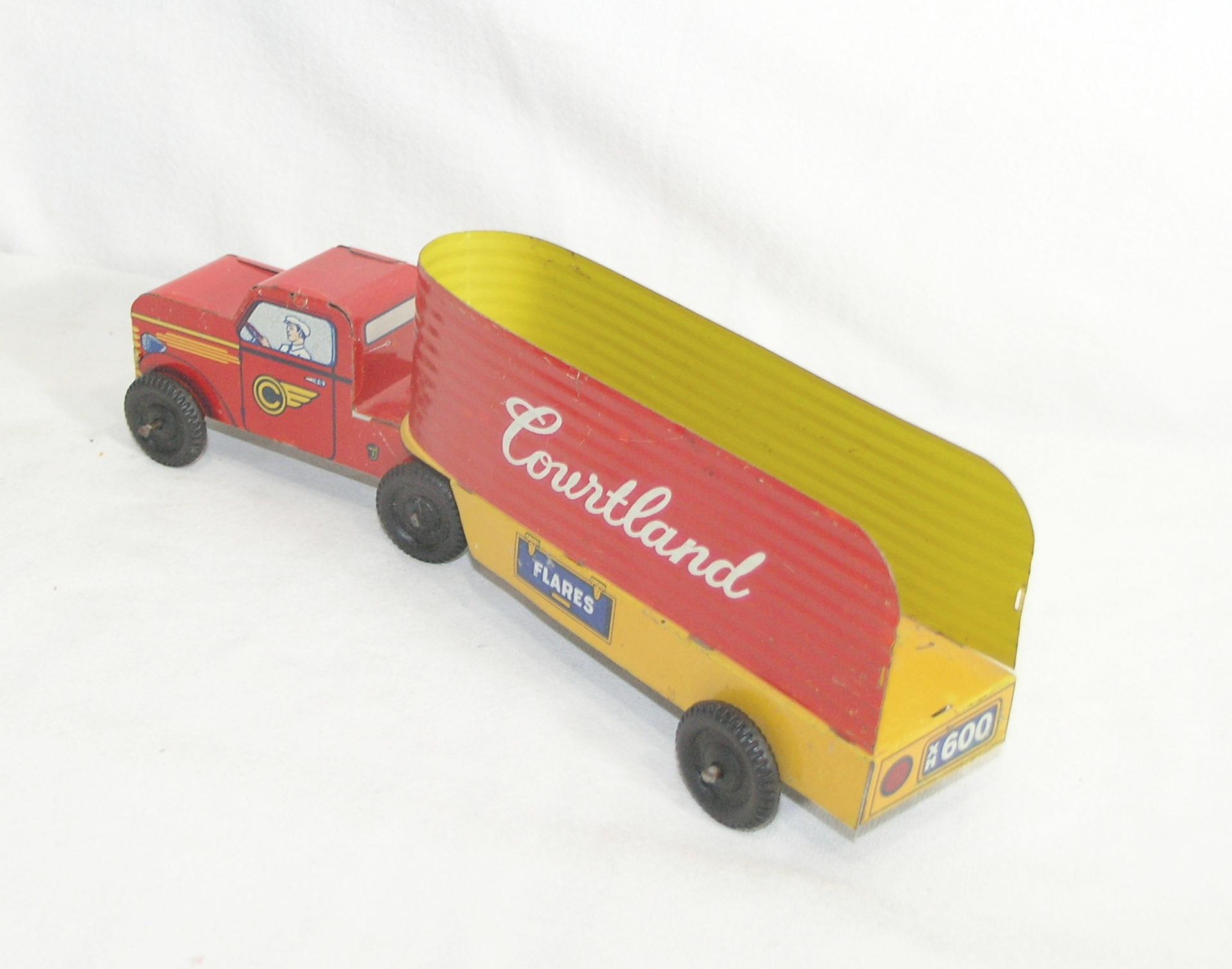 Vintage 1950s -60s Walt Reach Courtland Tin Truck and Trailor Missing Tailg