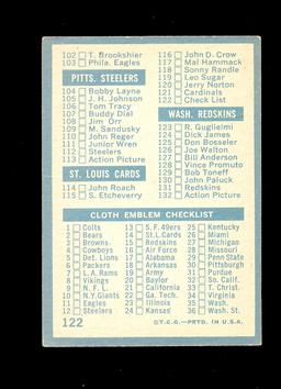 1961 Topps Football Card #122 Checklist 78-132. Unchecked VG-EX Condition