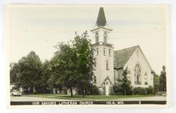 22.  RPPC:  1940’s partially colored of Our Saviors Lutheran Church Iola, W