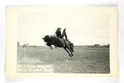 45.  RPPC:  1930’s / 1940’s Wolf Point (Montana) Stampede Dark Shirt Rider