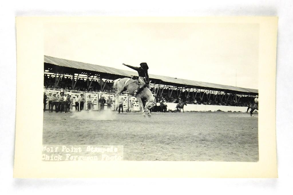 48.  RPPC:  1930’s / 1940’s Wolf Point (Montana) Stampede Black Shirt Rider