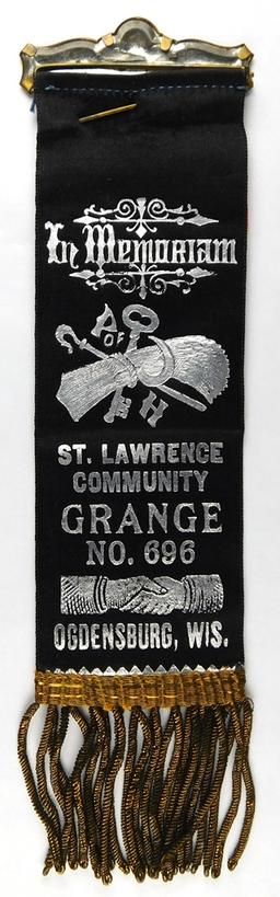 77. 1900 Badge:  Assistant Steward St. Lawrence Community Grange N0. 696 Og