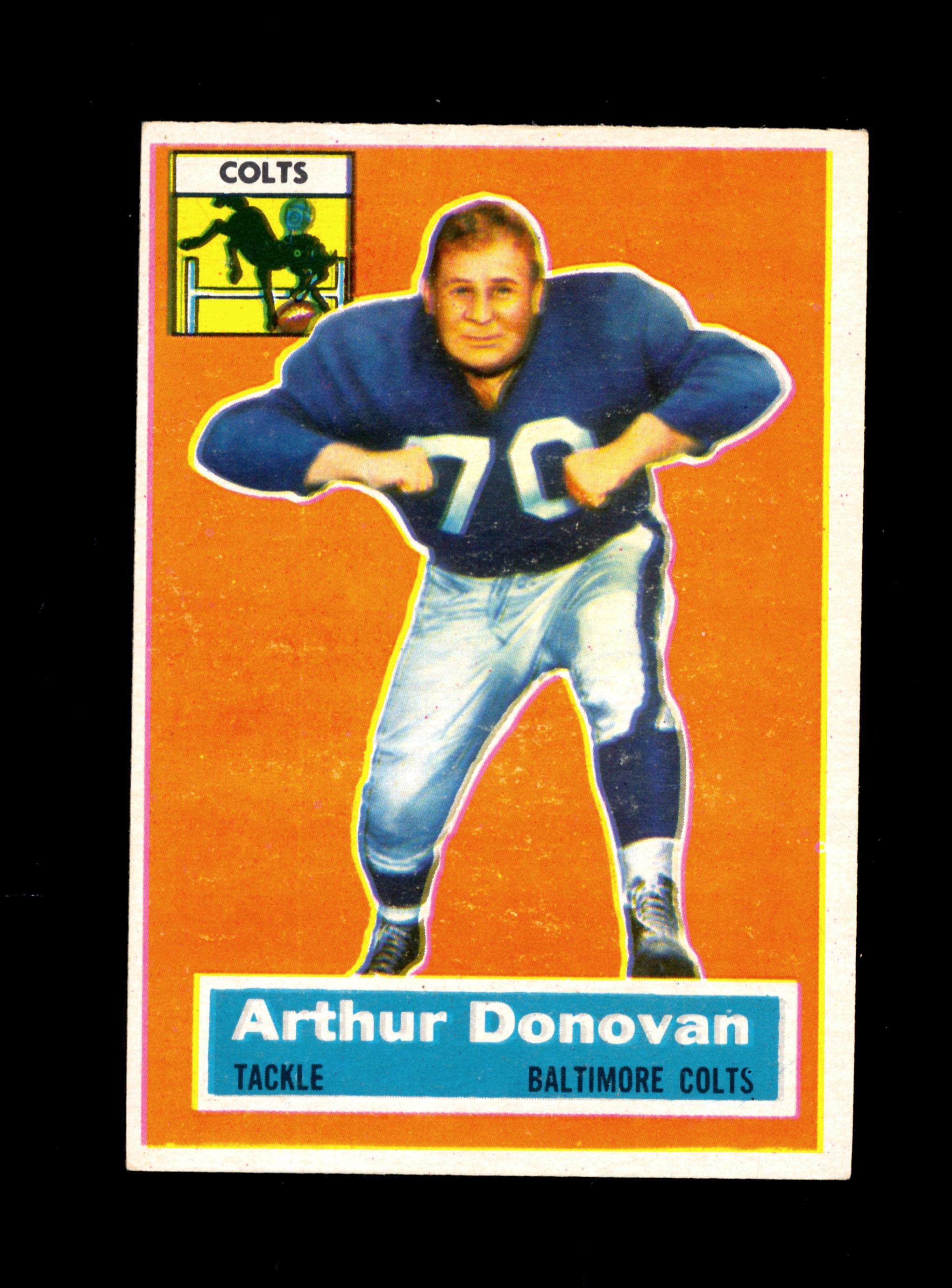 1956 Topps Football Card #36 Hall of Famer Arthur Donovan Baltimore Colts+.