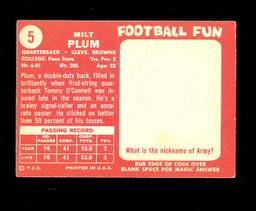 1958 Topps ROOKIE Football Card #5 Rookie Milt Plum Cleveland Browns. EX Co