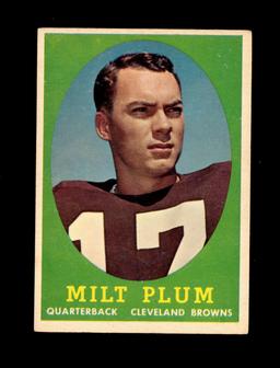 1958 Topps ROOKIE Football Card #5 Rookie Milt Plum Cleveland Browns. EX Co