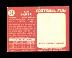 1958 Topps Football Card #34 Sam Baker Washington Redskins. EX Condition