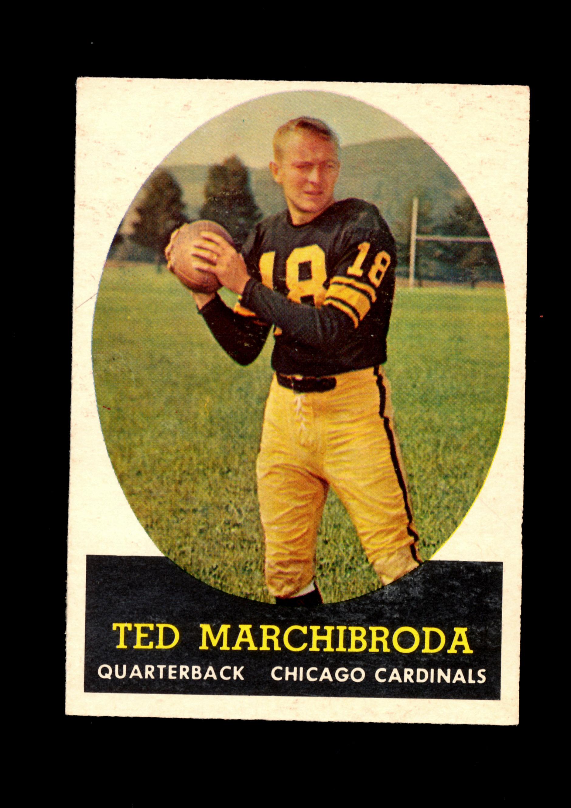 1958 Topps Football Card #44 Ted Marchibroda Chicago Bears. EX-MT+ Conditio