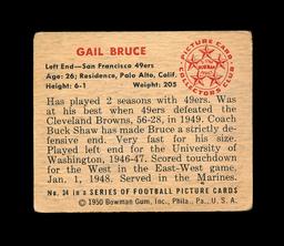 1950 Bowman Football Card #34 Gail Bruce San Francisco 49ers.