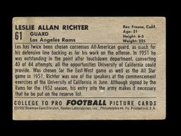 1952 Bowman Large ROOKIE Football Card #61 Rookie Hall of Famer Leslie Rich
